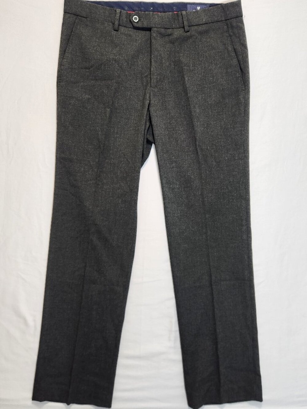 Cremieux Flat Front Dress Pants Gray Charcoal 34×30 Stretch Poly Rayon Blend